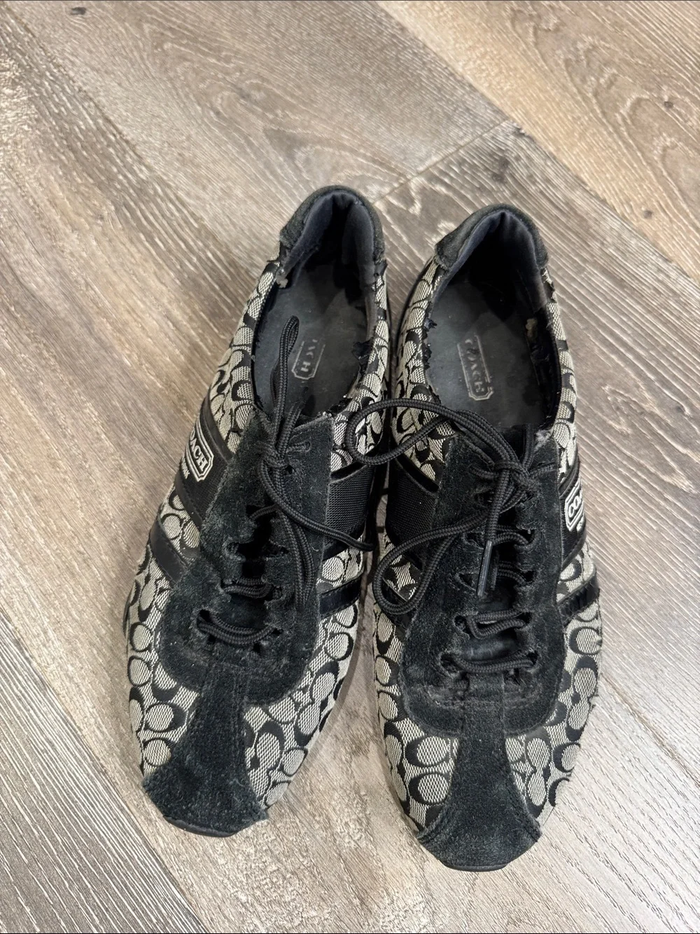 Vintage Coach Remmona Black and Gray Signature Canvas Sneakers